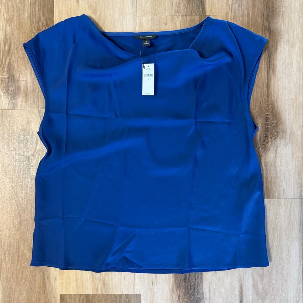 Banana Republic Cobalt Blue Draped Neck Blouse – Size Small – NWT